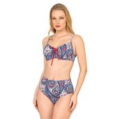Endeep Kadın Şal Desenli Balenli Toparlayıcı Bikini Takımı