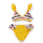 Endeep Kız Çocuk Desenli Volanlı Sarı Bikini Takımı