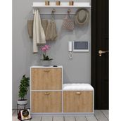 Enfa Store Cardenas Portmanto,ayakkabılık,mdf,çok Amaçlı Dolap,minderli Portmanto,sedirli Portmanto,minderli Ayakkabılık,sedirli Ayakkabılık - Açık Ceviz - Beyaz