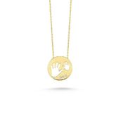 Engin Kuyumculuk 14 Ayar Altın El İzi Taşlı Plaka Kolye