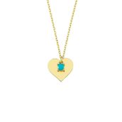 Engin Kuyumculuk 14 Ayar Altın Firuze Taşlı Kalp Kolye