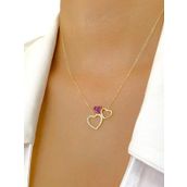 Engin Kuyumculuk 14 Ayar Altın Özel Tasarım 3 Üç Kalp Aile Kolyesi Kolye
