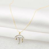 Engin Kuyumculuk 14 Ayar Rose Altın Taşlı Şemsiye Kolye