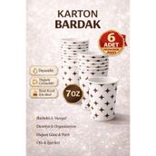 Enjoy Party Store 6’lı 7 Oz Karton Bardak Tek Kullanımlık Kağıt Bardak Sıcak ve Soğuk İçecek Uyumlu Parti Ofis Piknik