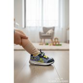 Enoch Shoes Enoch Aslan Figürlü Ve Damalı Desenli İlk Adım Bebek Ayakkabı