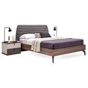 Enza Home 11804 Gri Keten Dokulu Kumaş 180x200 cm Cordell Başlıklı Karyola