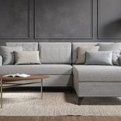 Enza Home 14212 Maris Yataklı - Sağ, Kadife Dokulu, Mavi Köşe Takımı