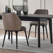 Enza Home 15604 Riga Süet Dokulu Kumaş Vizon Sandalye
