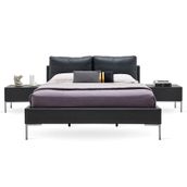 Enza Home 22802 Gri Suni Deri Kumaş 200x200 cm Legato Başlıklı Karyola