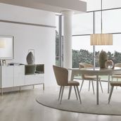 Enza Home Legato Konsol+Sabit Ahşap Ayaklı Yemek Masası+Cordell Beyaz 4 Adet Sandalye