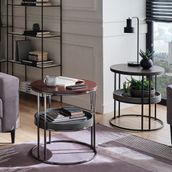 Enza Home Pera 54x60 cm Kahverengi Metal Ayaklı Yan Sehpa