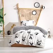 Eponj Home B&W Panda Tek Kişilik Nevresim Takımı