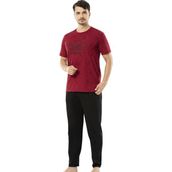 Erdem Erkek 3'lü Yazlık Pijama Takımı - Bordo