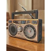 Erdineks Klasik Retro Tarzı Güneş Paneli Antenli Analog Saatli Trt Bandrolü Bluetooth Radyo Hoparlör - Kahverengi