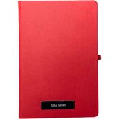 Eren Ofis Notebook Termo Deri 15X21 Kenar Boyalı Çizgili Lastikli Çizgili Defter - Kişiye Özel Isimli Hediye - Antrasit - Kırmızı