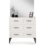 Erezoğulları Mobilya Çakıl Mdf 3 Çekmeceli Aynalı Şifonyer 90X43X84CM - Krem Rengi