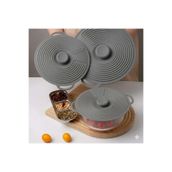 Ergençler Evrensel 3'lü Tutma Saplı Silikon Tencere & Tava Kapak Seti, 20-23-28 cm, Toprak