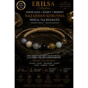 Erilsa Sertifikalı Erkek Şans Kısmet Bereket Nazardan Korunma Doğal Taş Bilekliği - Ayarlamalı Unisex Lüks