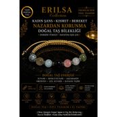 Erilsa Sertifikalı Kadın Şans Kısmet Bereket Nazardan Korunma Doğal Taş Bilekliği Ayarlanamalı Unisex Lüks