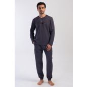 Erkek 2 İplik Uzun Kol Füme Pijama Takım C5T0N0O304 FÜME XXL