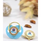 Erkek Bebek Mavi İthal Lüks Kristal Swarovski Taşlı Emzik Zincirli Askı Hediye Seti STL6643