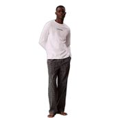 Erkek Normal Kesim Jakarlı Logo Detaylı Uzun Kollu%100 Pamuklu Siyah Pijama Takımı LV00NM2953-3R2