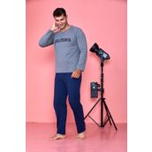 Erkek Penye Pamuk Regular Kalıp Cepli Sıfır Yaka Pijama Takımı 300755- Füme