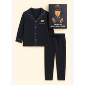 Erkek Teddy Desenli Kutulu Pijama Takımı Lacivert