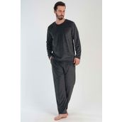 Erkek Uzun Kol Kadife Antrasit Pijama Takım C5T0N0O603
