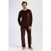 Erkek Uzun Kol Kadife Kahve Pijama Takım C8T9N0O304