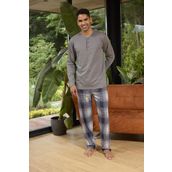 Erkek Uzun Kol Midi Yaka Antrasit Pijama Takımı C6T5N0O8 ANTRASİT XXL