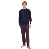 Erkek Uzun Kol Midi Yaka Lacivert Pijama Takımı C9T2N5O6 LACİVERT M