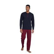 Erkek Uzun Kol Midi Yaka Lacivert Pijama Takımı C9T2N5O8 LACİVERT XXL