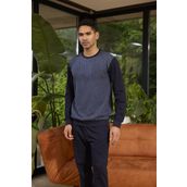 Erkek Uzun Kol O Yaka İndigo Pijama Takımı C0T5N0O8 İNDİGO XXL