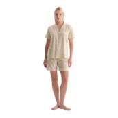 Eros Açık Yeşil Şal Desenli Gömlek Şort Pijama Takımı, Kadın, XS