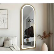 Esenhome DECOR Gold Çerçeveli Beyaz Ledli Oval Duvar Aynası 60X180CM - Altın