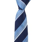 Esgue Dar Kesim Mavi - Lacivert Çizgili Slim 6 cm. Hand Made Kravat