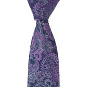 Esgue Dar Kesim Mor -Gri Şal Desen Slim 6 cm. Hand Made Kravat