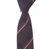 Esgue Dar Kesim Slim Kahve - Sarı Çizgili 6 cm. Hand Made Kravat