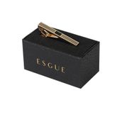 Esgue Gold Siyah Renk İnce Çizgili Minimal Kravat Klipsi – KM:5266