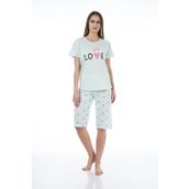 Estiva 22064 Kadın Kalpli Viskon Kısa Kollu Kaprili Pijama Takımı