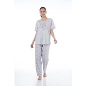 Estiva 22151 Kadın Kuğulu Viskon Kısa Kollu Büyük Beden Pijama Takımı