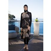 Estiva Boydan Fermuarlı Eşarp Boneli Tam Kapalı Tesettür Mayo