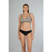 Estiva Kadın Çiçek Desenli Siyah Emprime Kaplı Battal Beden Bikini Takımı