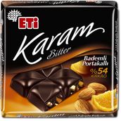 Eti 60 gr Karam %54 Portakallı Bademli Bitter Çikolata (6 adet)