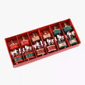 Ett 6'Lı Ahşap Atlı Karınca Yılbaşı Süsü Seti Nostaljik Ağaç Süsleri 8 Cm