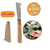 Ett Profesyonel Aşı Bıçağı (170 Mm) - Ahşap Saplı Çelik Budama Ve Aşı Çakısı