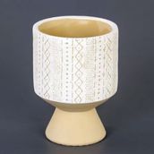 Euro Flora 12x19 cm Motifli Yuvarlak Beton Saksı