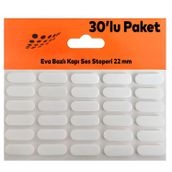 Eva Bazlı Darbe Ses Kapı Stoperi Keçe Yapışkanlı 22 Mm (30'Lu Paket) Dolap Kapak Çekmece Oval Beyaz
