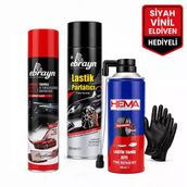 Eva Motors 3’lü Universal Torpido Parlatıcı Araç Bakım ve Acil Durum Seti New Car - Yeni Araba – Siyah Vinil Eldiven Hediyeli